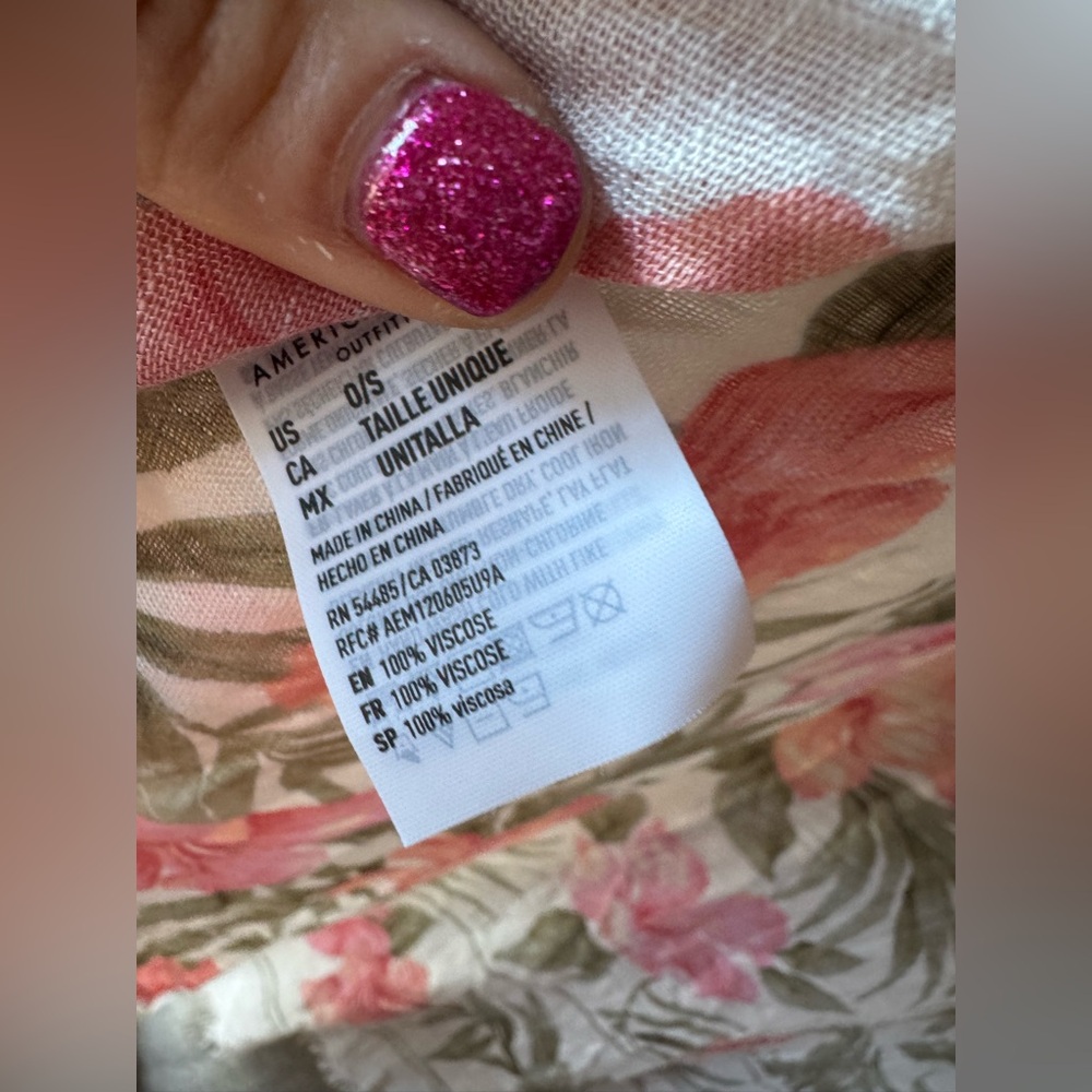 American Eagle Outfitters Floral Shawl - Pink and Olive - Picture 5 of 9